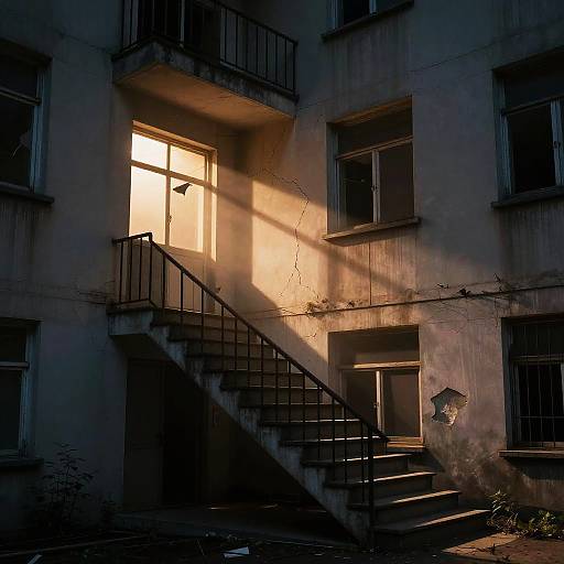 Deserted Apartment Staircase at Dusk