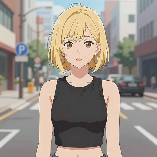Young Woman in Urban Anime Style