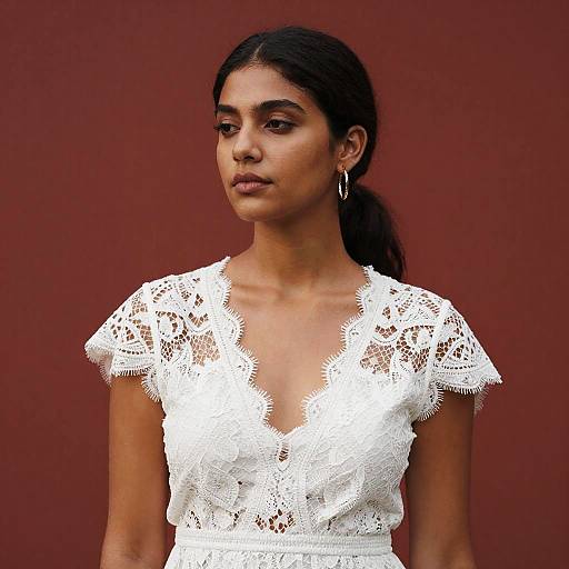 Serene Young Woman in White Lace
