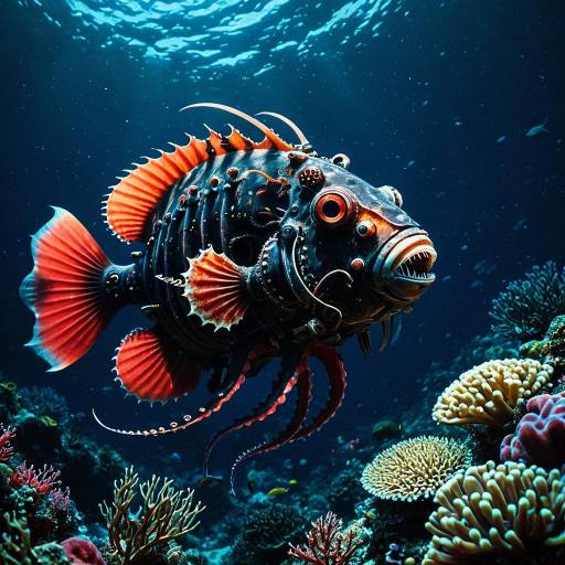 Mechanical Anglerfish in Deep Ocean