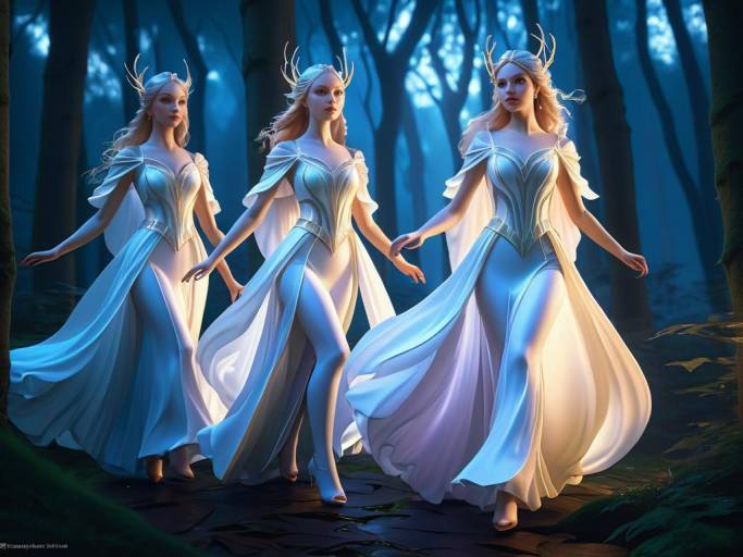 Elven Girls Dancing in Dusk's Glow