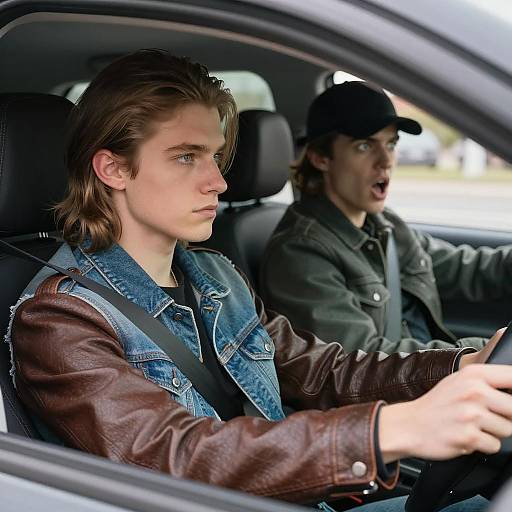 Young Men in a Car with Attitude