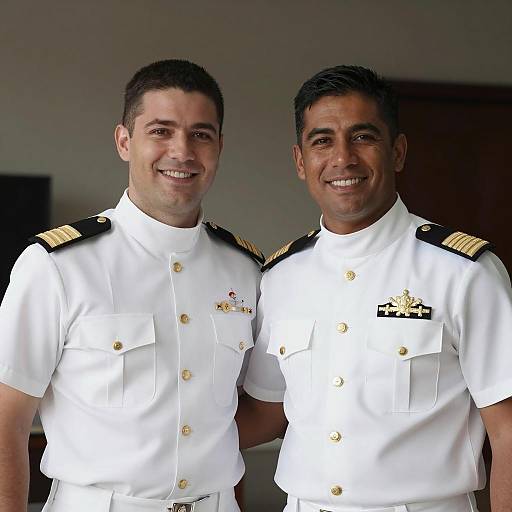 Naval Officers Smiling in Uniform