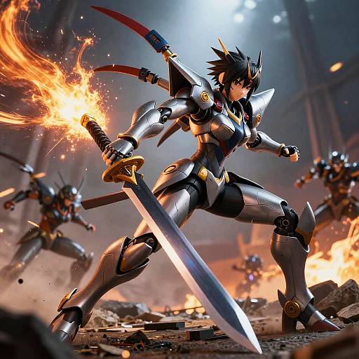 Epic Mecha Anime Battle Scene