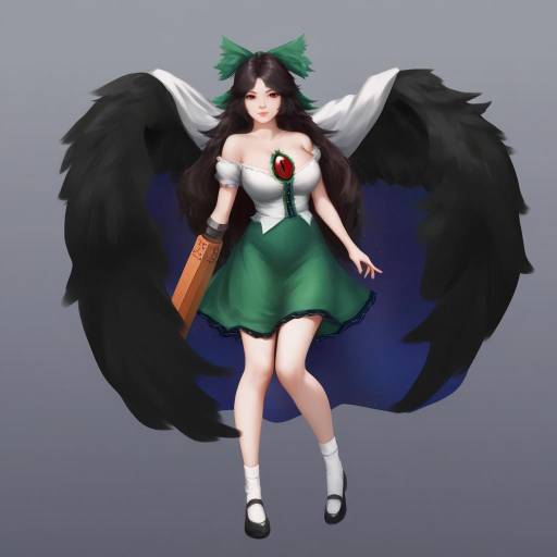 Reiuji Utsuho Fan Art with Black Wings