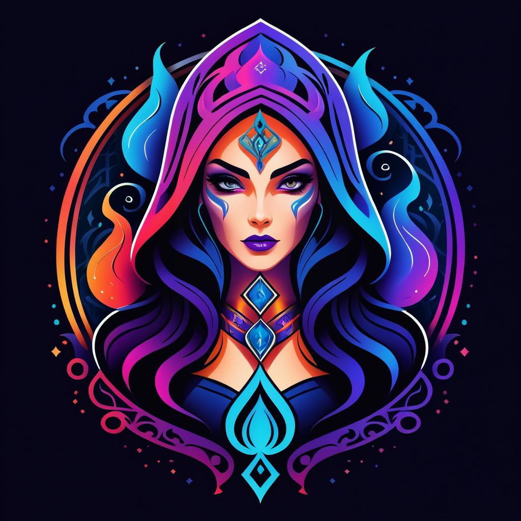 Vibrant Sorceress Tattoo Logo Design