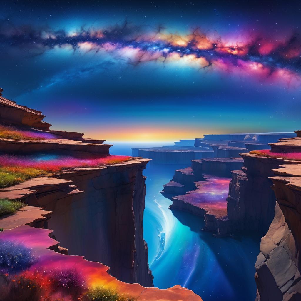 Epic Cliffside View with Galactic Sky