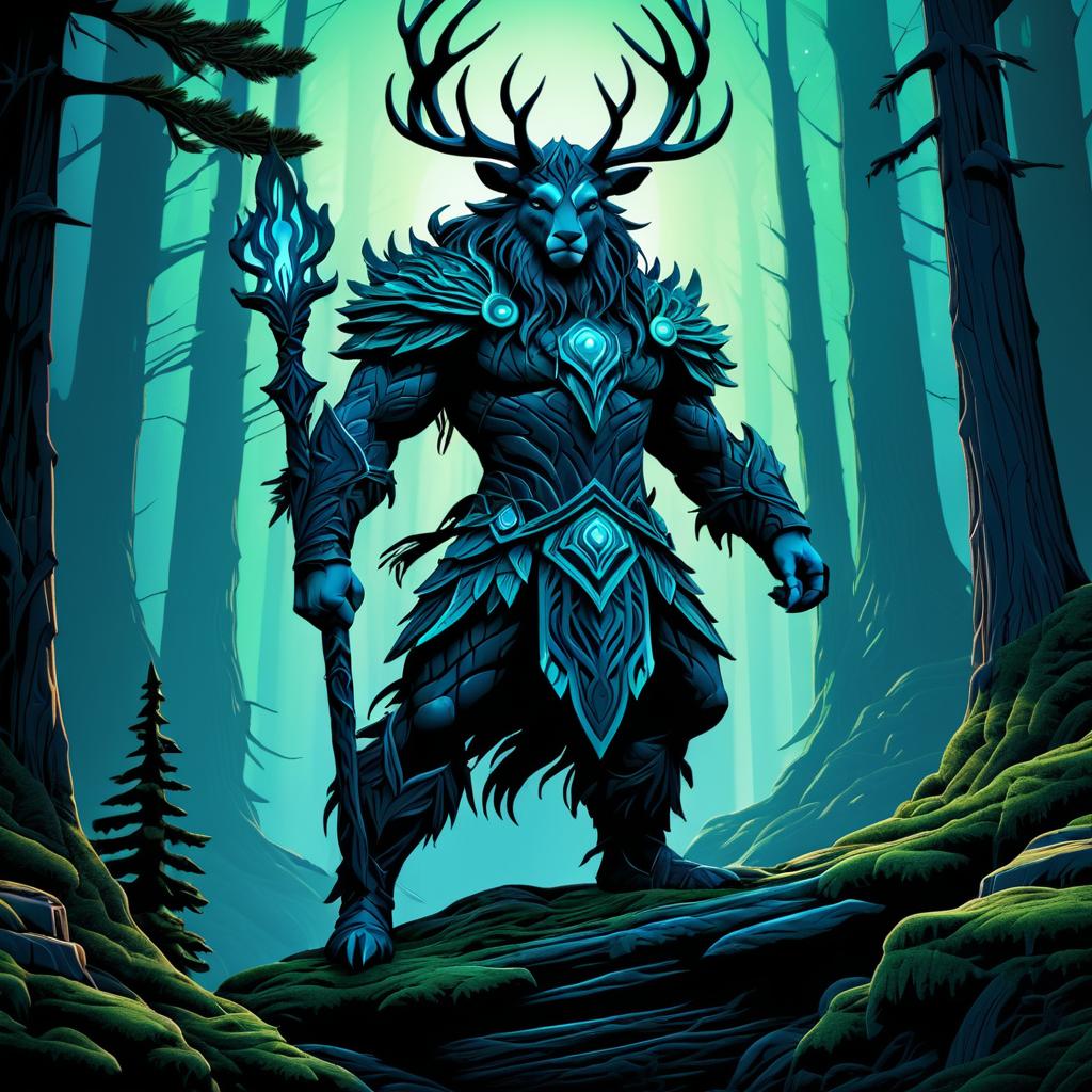 Mystical Forest Guardian in Mountains