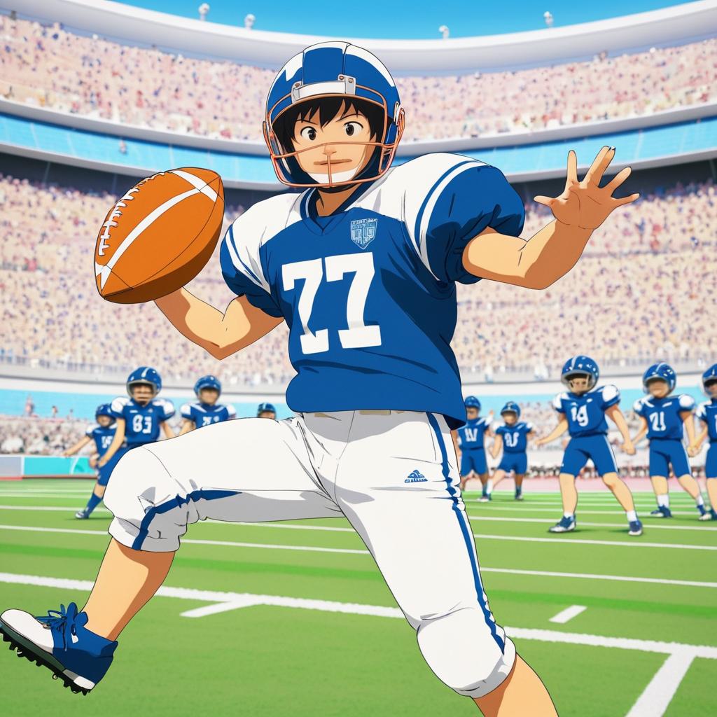 High School Football Player in Anime Style