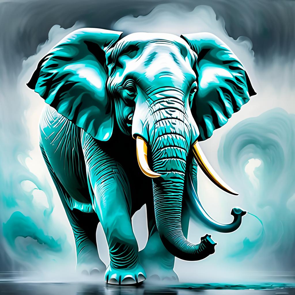 Majestic Elephant in Misty Whirlwind Art