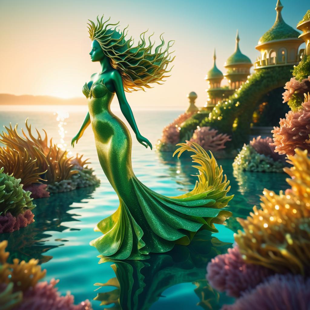 Fast Swimming Topiary Mermaid in Fantasy