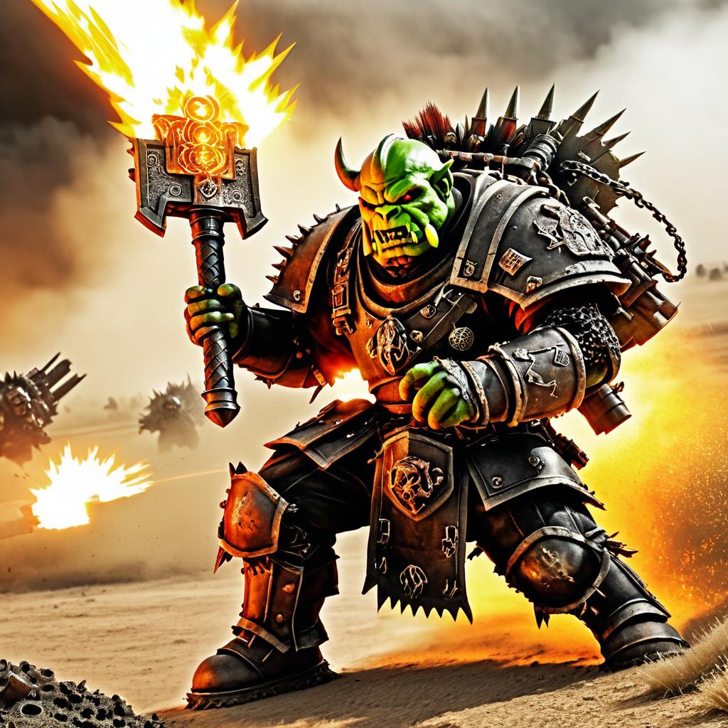 Ork Warlord Charging with Flamer