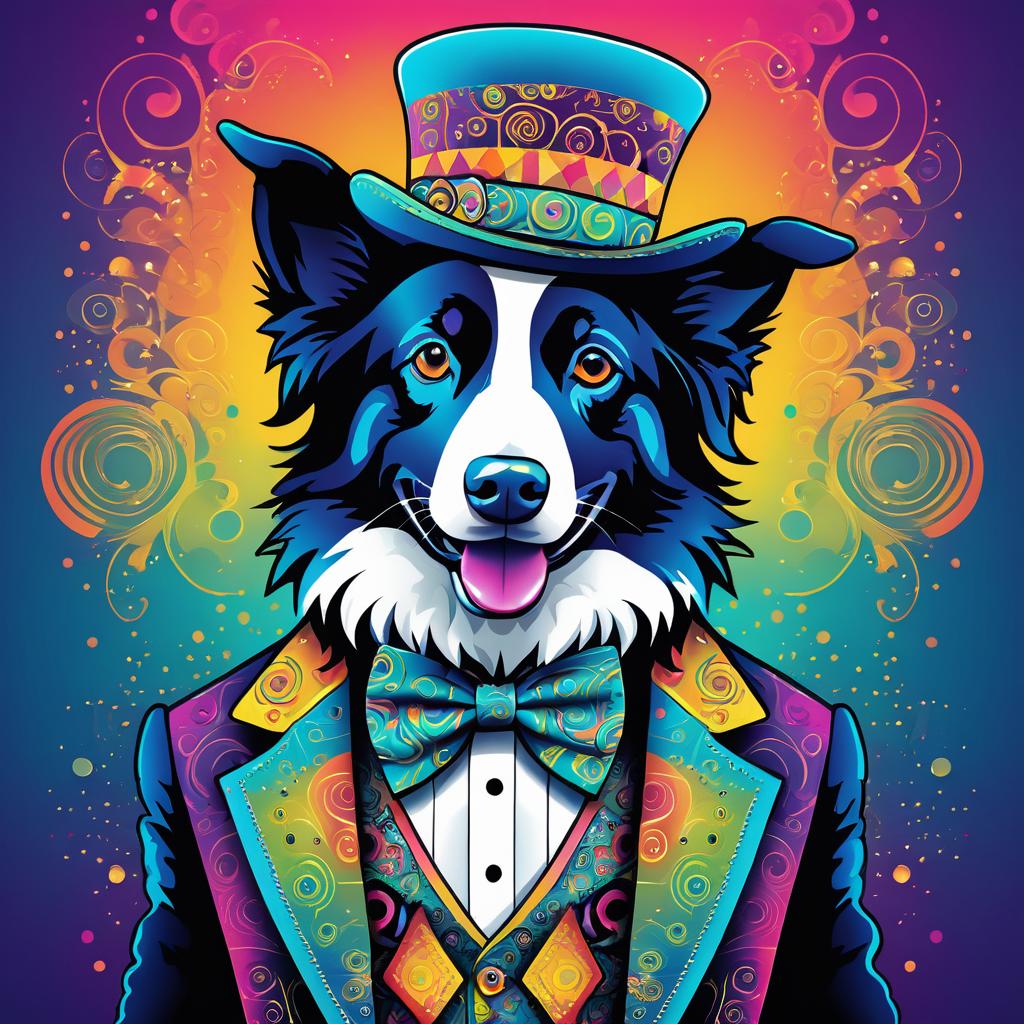 Psychedelic Border Collie in Style