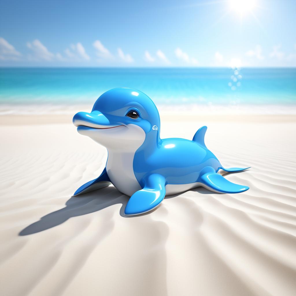 Photorealistic 3D Baby Dolphin on Beach