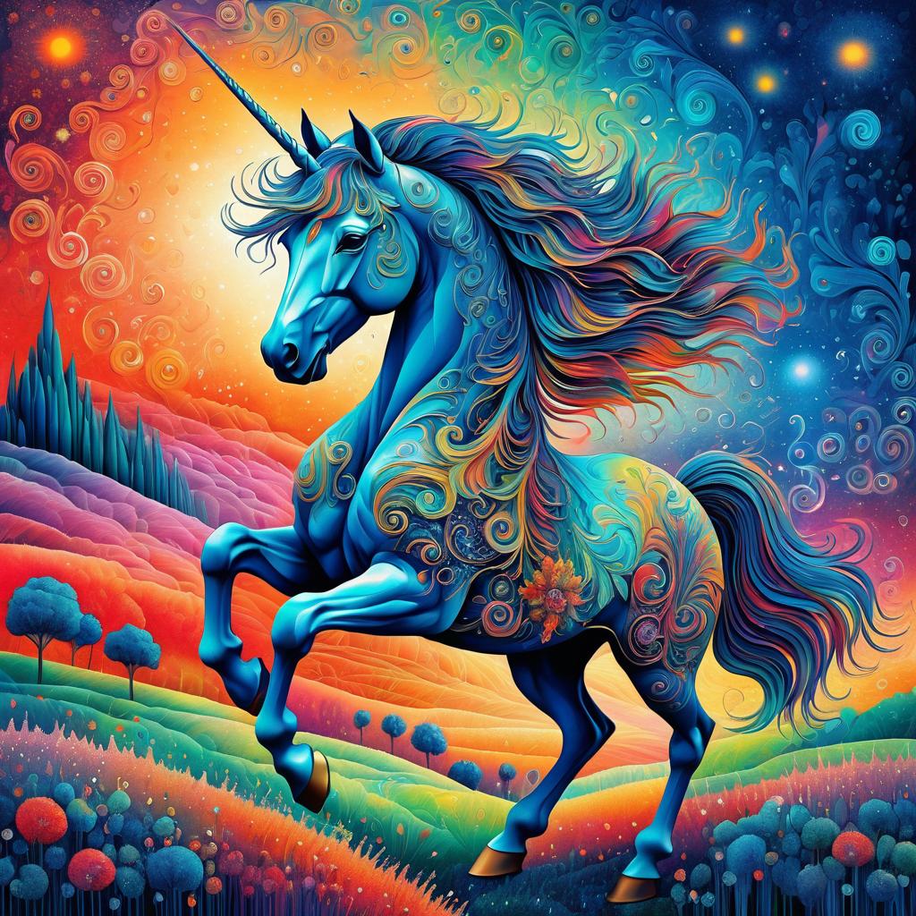 Majestic Unicorn in Neo-Impressionist Style