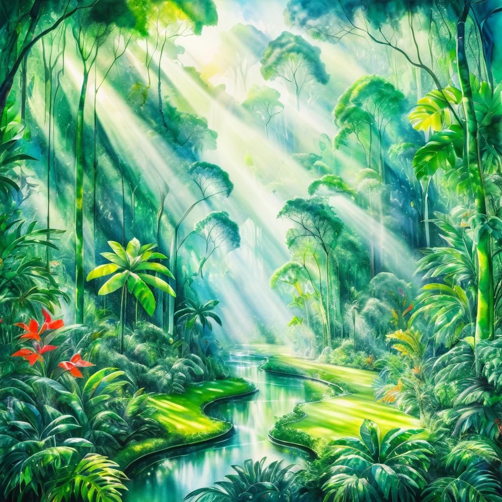 Vibrant Tropical Rainforest Cutaway Scene