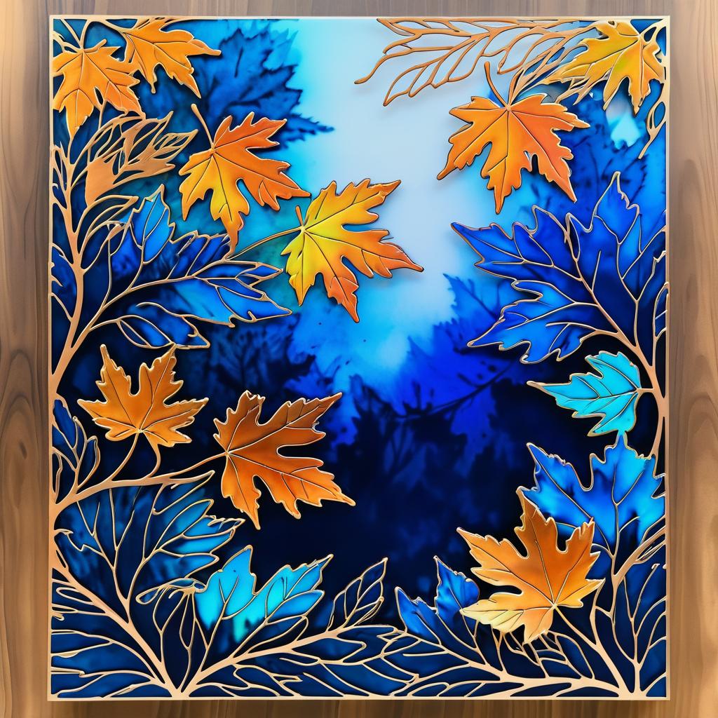 Vibrant Leafy Silhouette Art in Ink