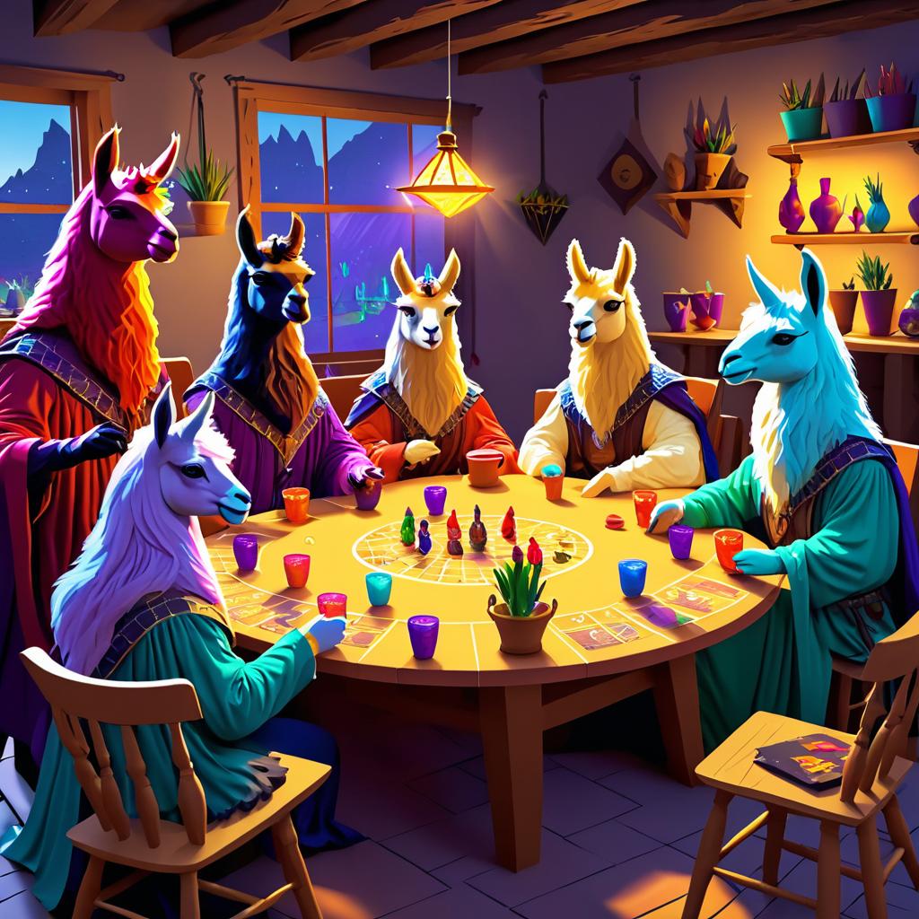 Llamas Enjoying a Cozy Gaming Night