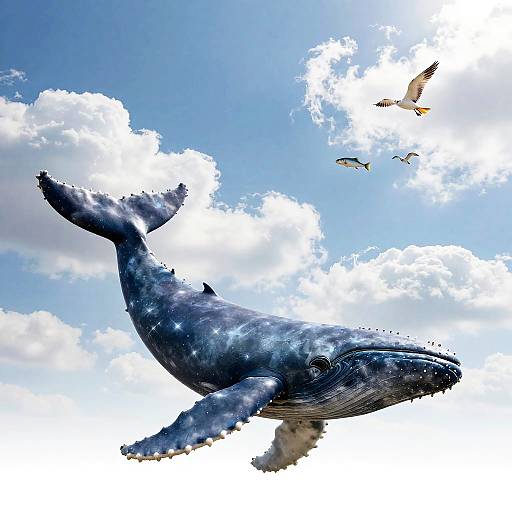 Hyperrealistic Sacred Whale Beast in Sky