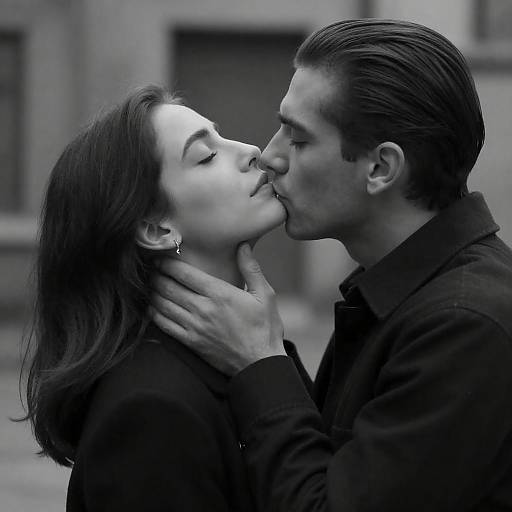 Intimate Black-and-White Embrace