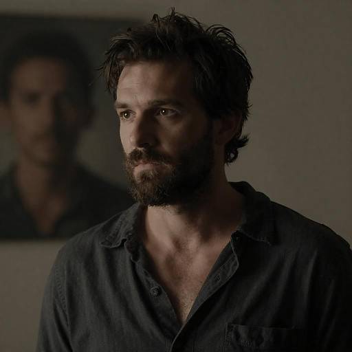 Moody Portrait of Rugged Bearded Man