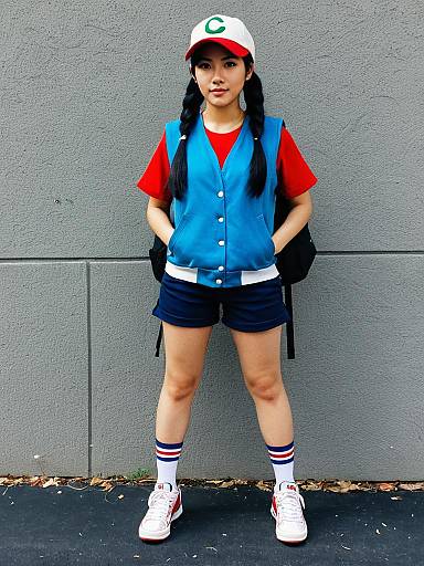 Woman in Ash Ketchum Inspired Costume
