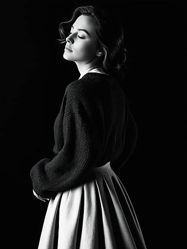 Elegant Woman in Black and White Portrait