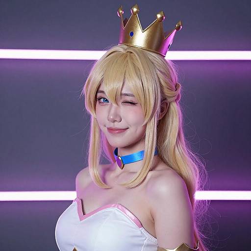 Blonde Woman in Neon Cosplay