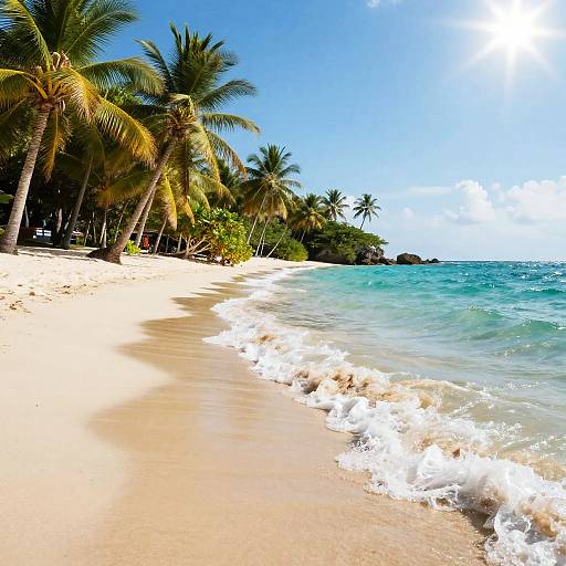Elegant Tropical Beach Scene PNG