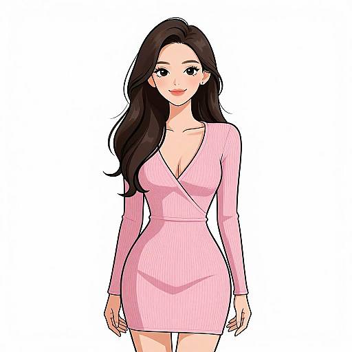 Chic Woman in Pastel Pink Dress