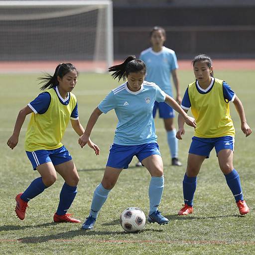 Sunlit Female Soccer Dribble Moment