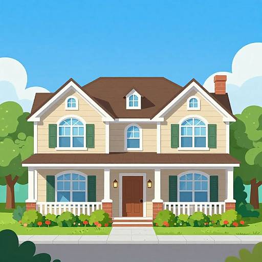 Charming Vibrant Southern Home Illustration