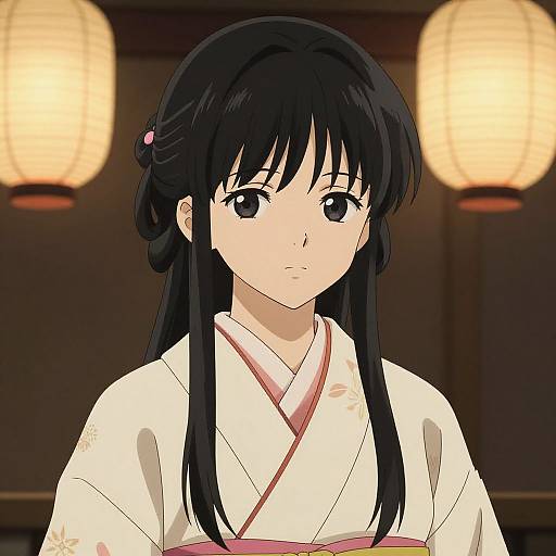 Elegant Anime Girl in Kimono