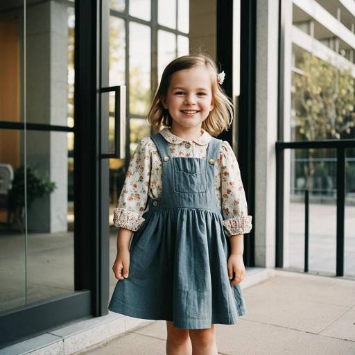 Smiling Toddler Girl in Pinafore Dress