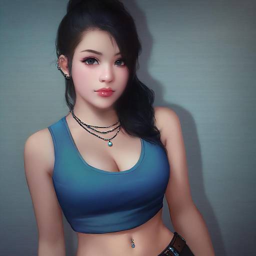 Realistic Portrait of Woman in Crop Top