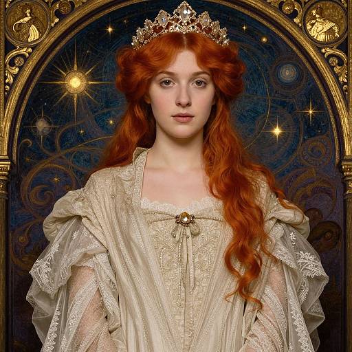 Ethereal Red-Haired Woman in Rossetti Style
