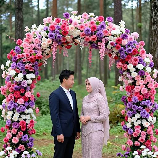 Engagement Floral Arch in Pine Forest