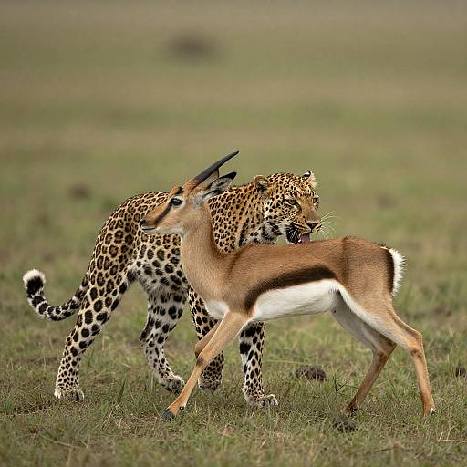 Leopard Pouncing on Antelope in Action