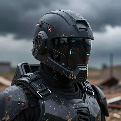 Futuristic Alloy Helmet with HUD