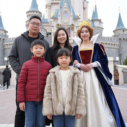Girl and Queen Outside Castle