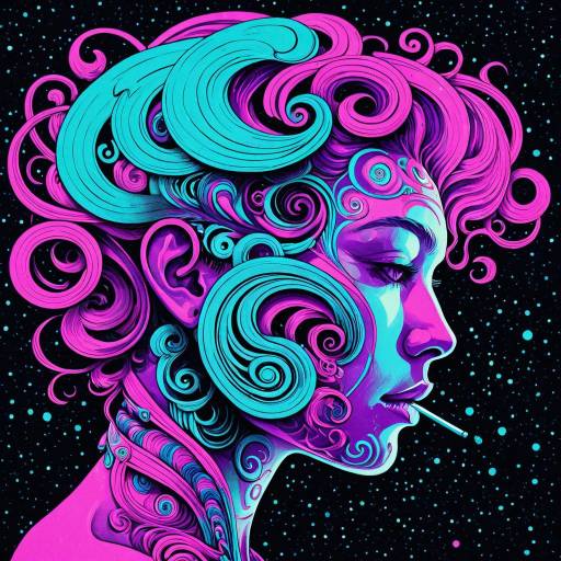 Mythical Abstract Portrait with Neon Aesthetics Mythical Abstract Portrait with Neon Aesthetics