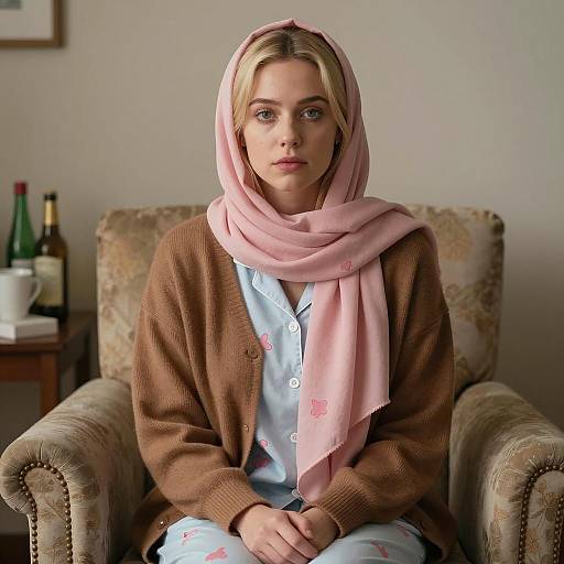 Blonde Woman in Cozy Environment