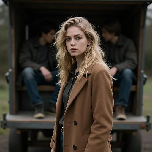Young Woman in Brown Coat Photograph