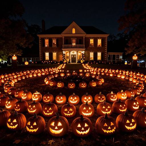Glowing Jack-O'-Lantern Circle Display