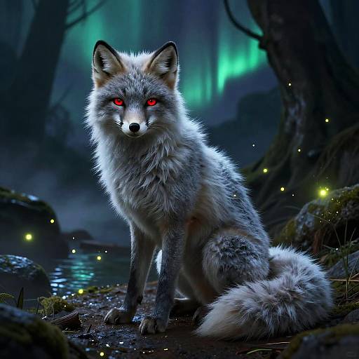 Fluffy Anthro Snow Fox Portrait