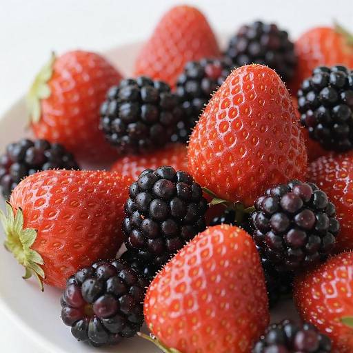 Close-Up of Fresh Berries on White