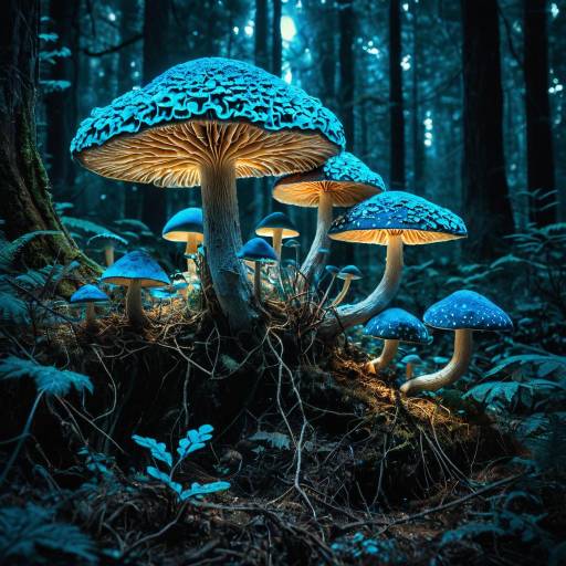 Luminescent Mushrooms in a Magical Forest