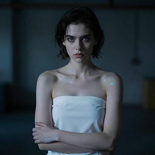 Ethereal Industrial Portrait in Blue Light