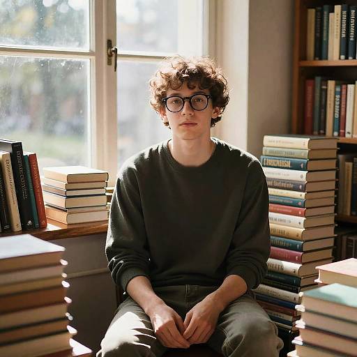 Cozy Library Portrait with Bob