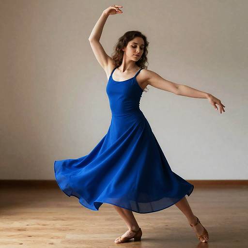 Woman Dancing in Blue Dress